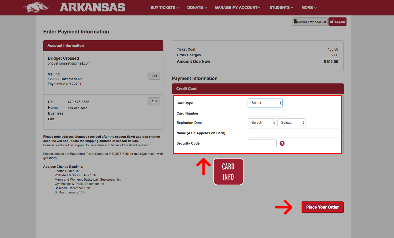 Student Razorback Access Pass Arkansas Razorbacks