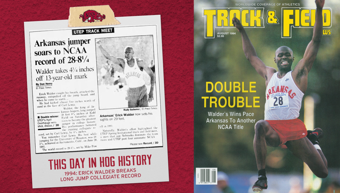 On This Day Walder S Collegiate Long Jump Record Arkansas Razorbacks