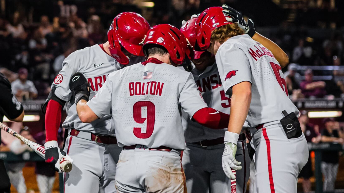 #6 Arkansas Crushes Mississippi State in Seven Innings to Win Series in Starkville