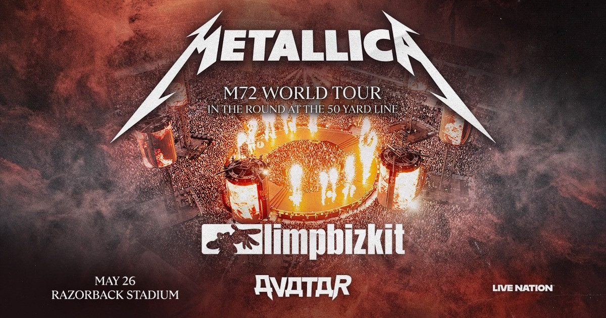 Metallica rocking Razorback Stadium in May 2027