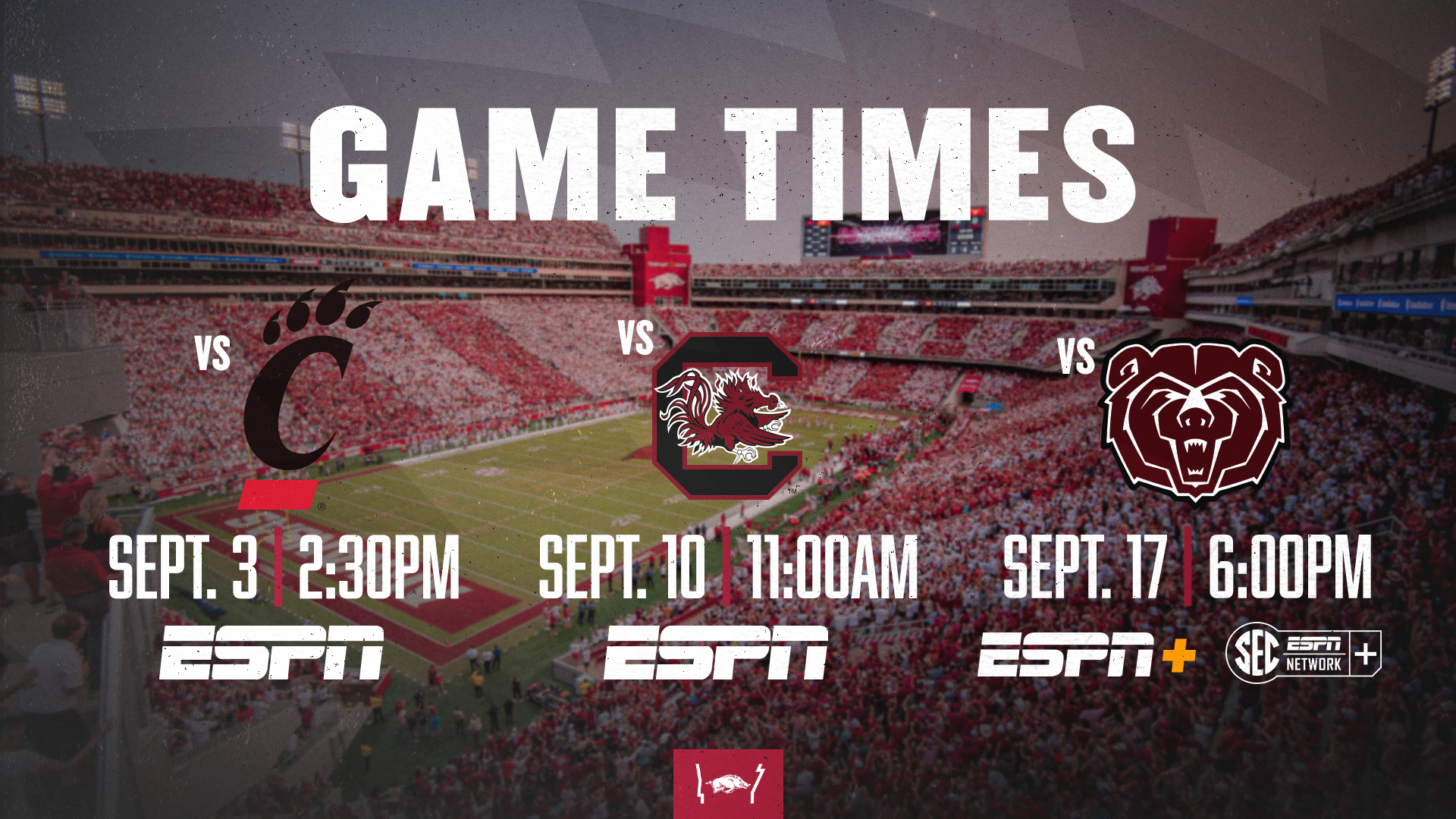 SEC college football schedule, Week 4 kickoff times: Texas A&M vs. Arkansas  picked for SEC on CBS 