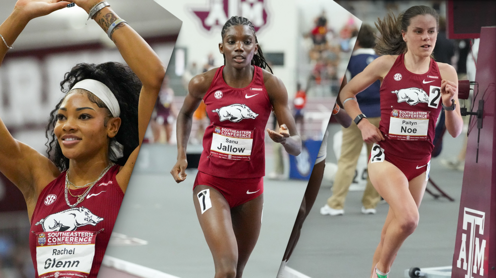 Two-time defending champion Arkansas leads NCAA entries