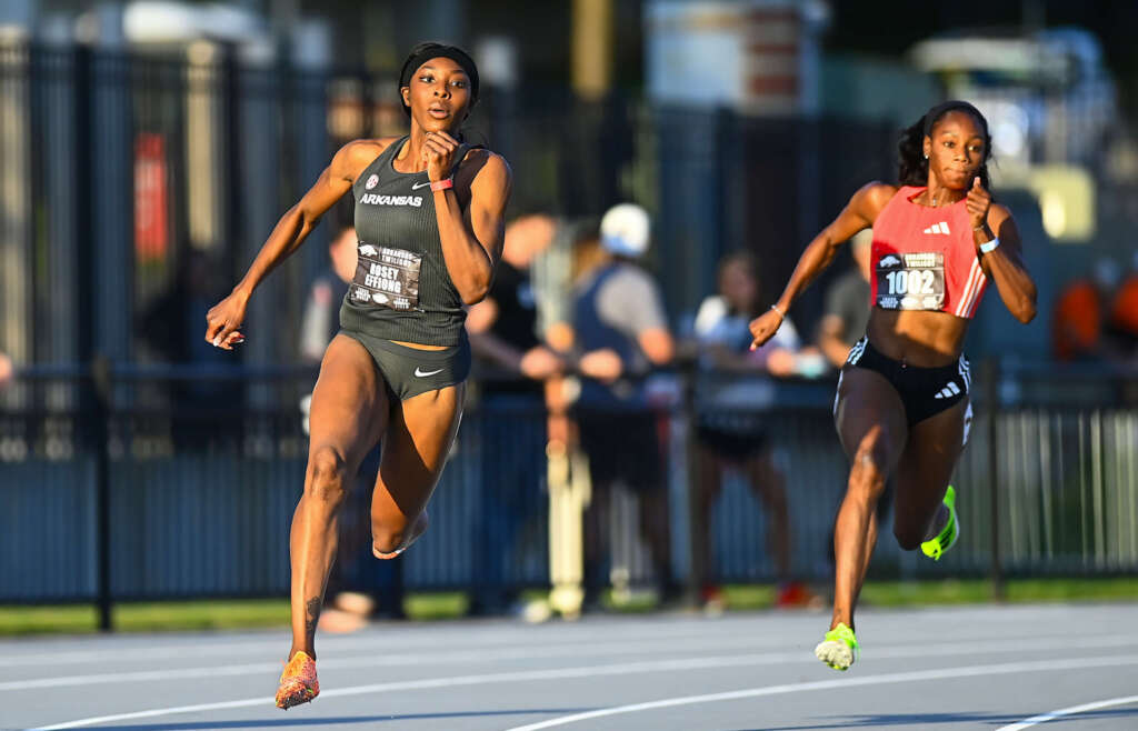 Effiong speeds to a windy victory at Arkansas Twilight