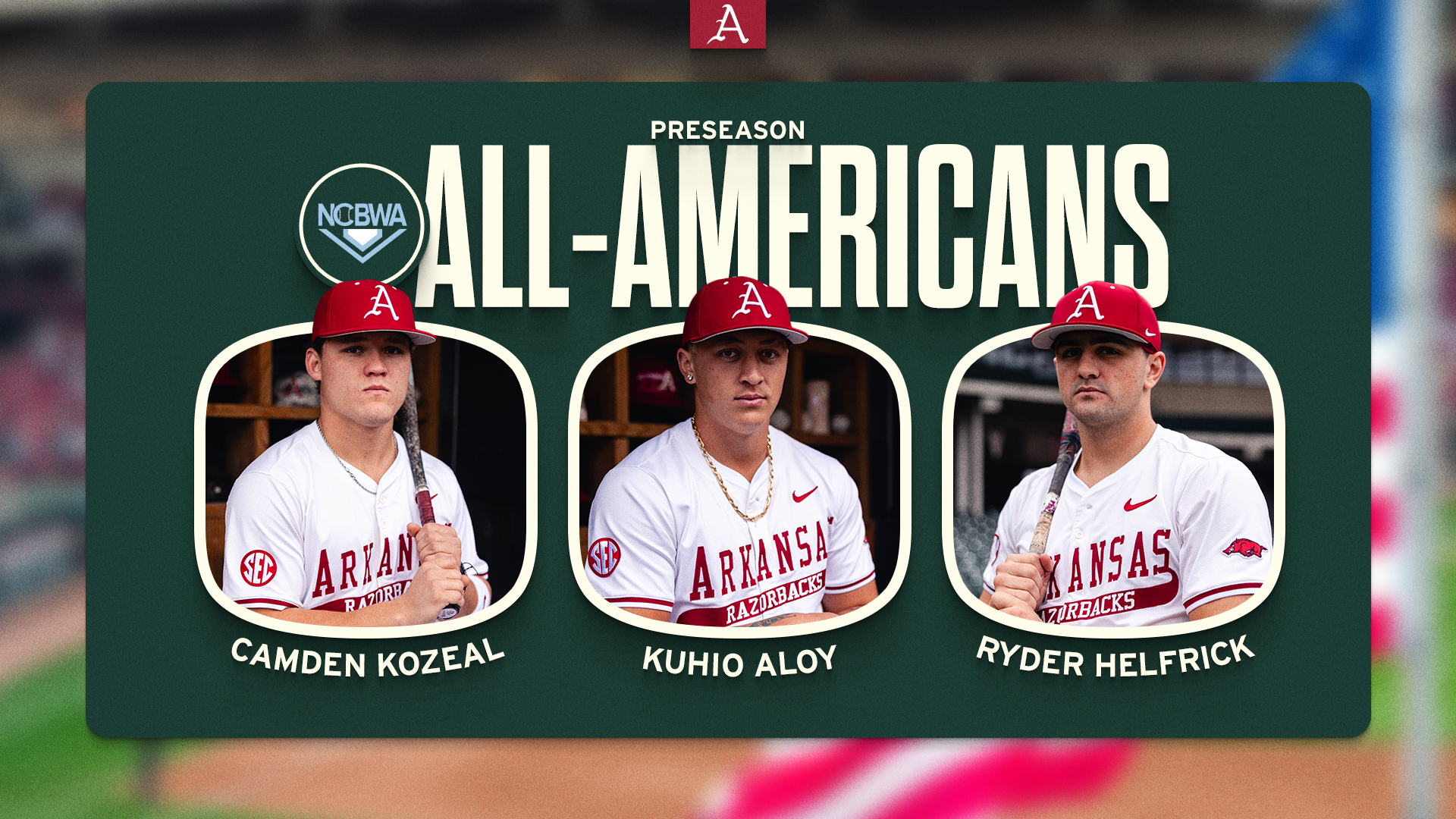 Three Razorbacks Secure NCBWA Preseason All-America Recognition