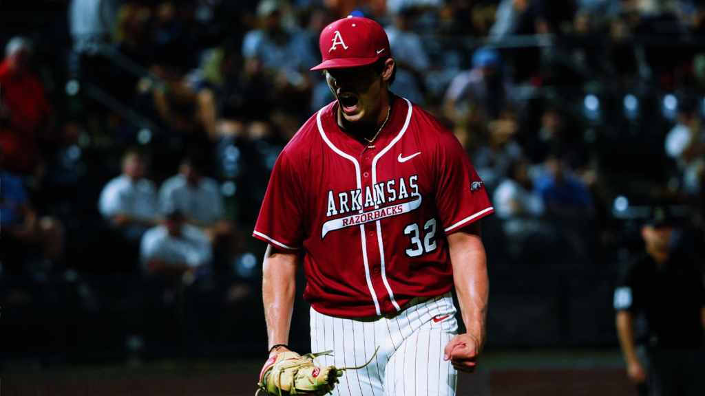 Helfrick’s Two Home Runs, Dietz’s Dominant Outing Lead #17 Arkansas to Friday Night Win on The Plains